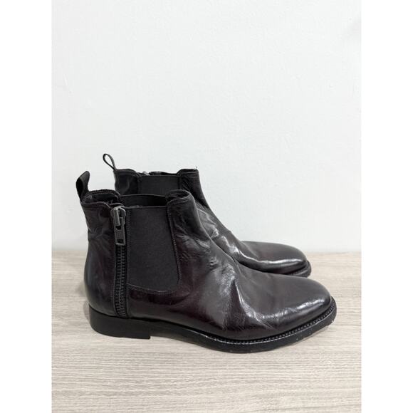 Silvano Sassetti Leather Almond Toe Ankle Chelsea Boots Dark Purple Mens EU 38.5 main image 6